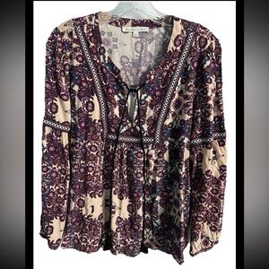Daniel Rainn Blouse Women’s Size Large Tasseled Lightweight